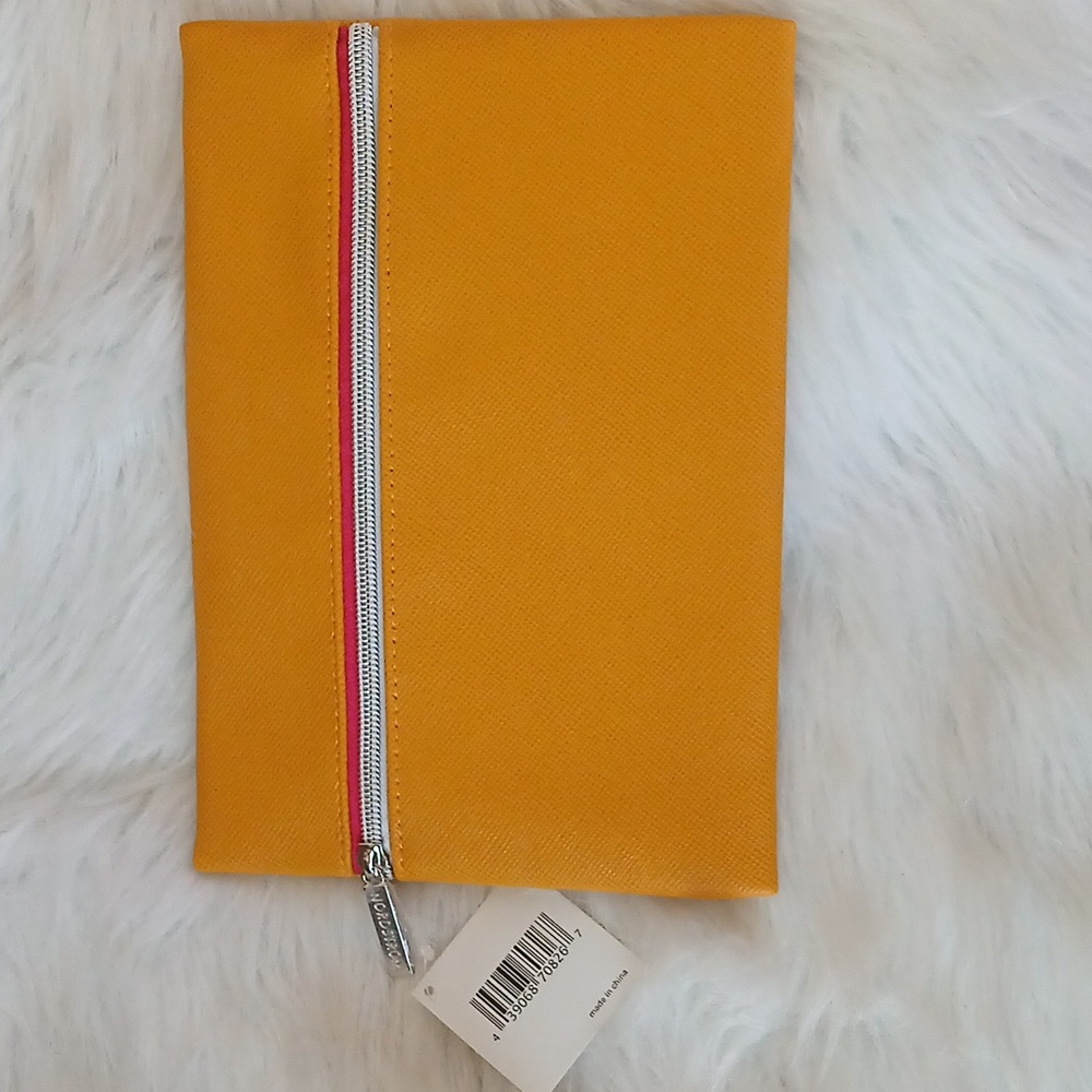 Nordstrom Yellow Cosmetic Bag with Silver Zipper